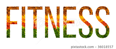 word fitness written with leaves white isolated 36018557