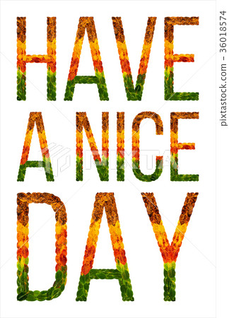 word have a nice day written with leaves white word have a nice day written with leaves white 36018574