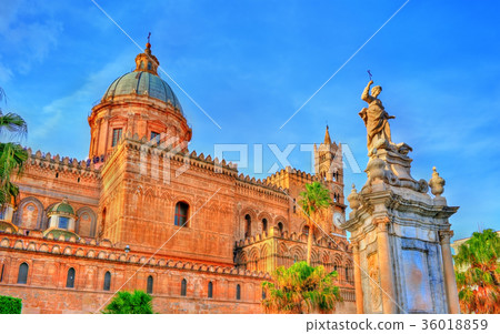 Statue of Saint Rosalia near the Cathedral in 36018859