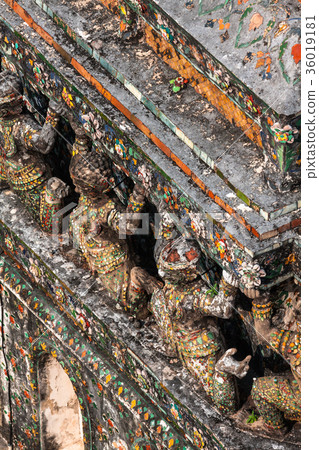 Demon Guardian statues decorating the Buddhist  36019181