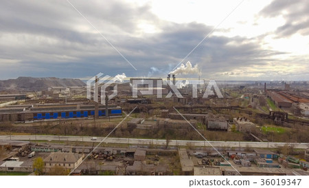 Aerial view of industrial steel plant. Aerial Aerial view of industrial steel plant. Aerial 36019347