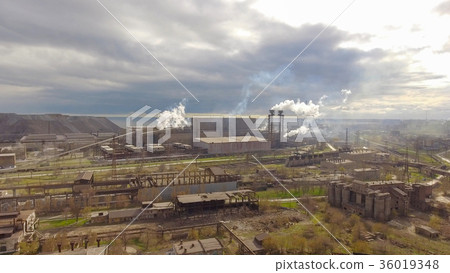 Aerial view of industrial steel plant. Aerial Aerial view of industrial steel plant. Aerial 36019348