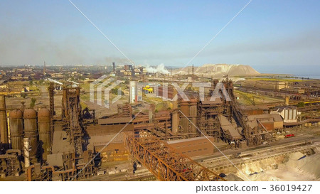Aerial view of industrial steel plant. Aerial Aerial view of industrial steel plant. Aerial 36019427