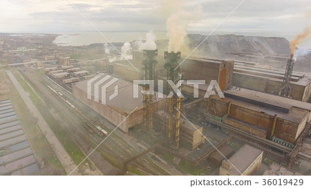 Aerial view of industrial steel plant. Aerial Aerial view of industrial steel plant. Aerial 36019429