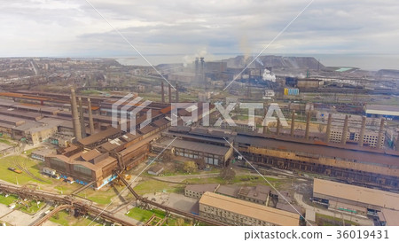 Aerial view of industrial steel plant. Aerial Aerial view of industrial steel plant. Aerial 36019431