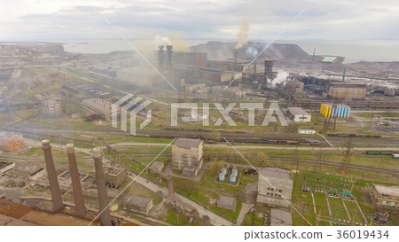 Aerial view of industrial steel plant. Aerial Aerial view of industrial steel plant. Aerial 36019434