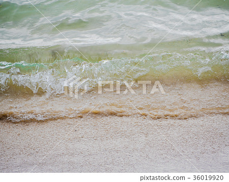 Falling sea wave on a sandy shore. 36019920