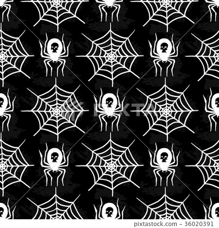 Spiders and spider web silhouette spooky seamless Spiders and spider web silhouette spooky seamless 36020391