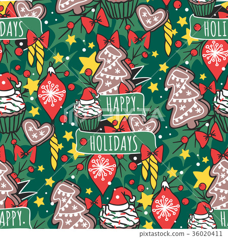 Christmas seamless pattern hand drawn style 36020411