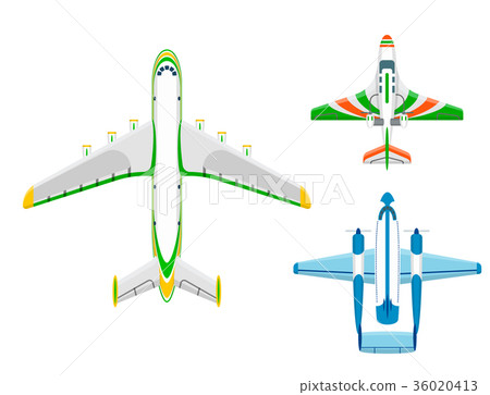 Vector airplane illustration top view and aircraft 36020413