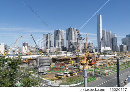 城市景觀東京晴海旗幟2020東京奧運村建築工地2017年9月9日 36020557