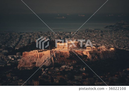 Athens skyline sunrise from Mt Lykavitos Athens skyline sunrise from Mt Lykavitos 36022108