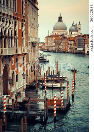 Venice Grand Canal sunrise and boat 36022688