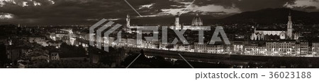 Florence skyline night panorama bw 36023188