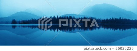 Foggy mountain lake 36023223