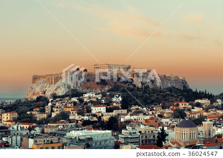 Athens skyline rooftop sunset 36024547