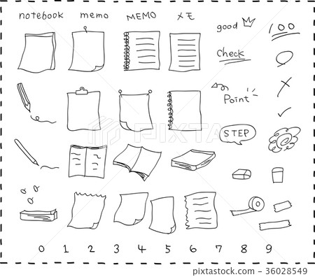 Hand drawn notebook note paper set Hand drawn notebook note paper set 36028549