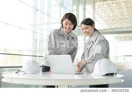 Construction business meeting worker business woman Construction business meeting worker business woman 36028708