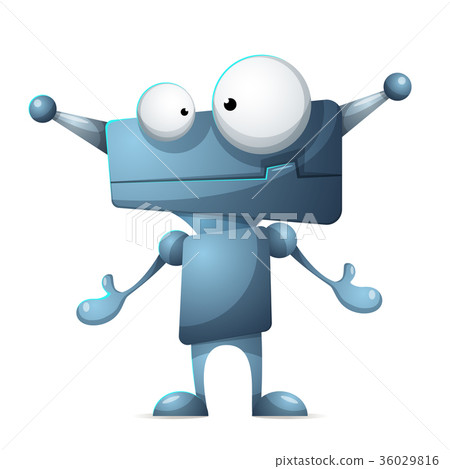 Funny, cute cartoon characters robot. Funny, cute cartoon characters robot. 36029816