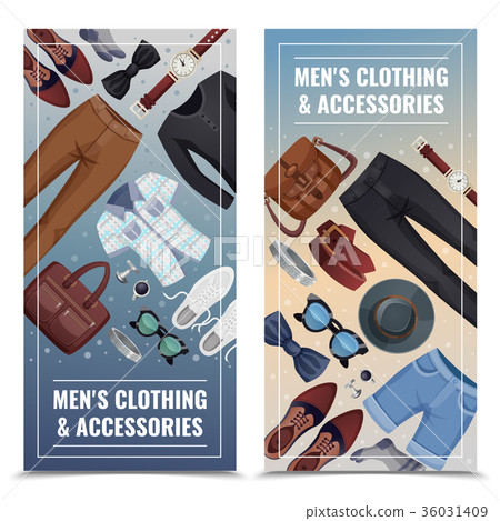 Men Accessories Vertical Banner Set Stock Illustration 36031409