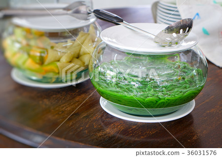 Cendol or Iced dessert of Thailand sweet food Cendol or Iced dessert of Thailand sweet food 36031576