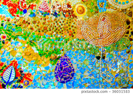 The walls are decorated with multi-colored tiles. The walls are decorated with multi-colored tiles. 36031583