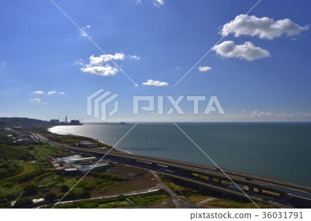 台灣,新北市,林口,快速道路,西部濱海公路,黃昏,夜景,夕陽,交通,建設,清新 36031791