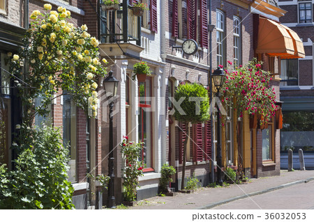Vintage street with roses Vintage street with roses 36032053