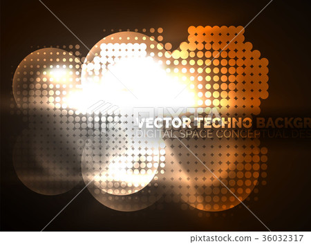 Shiny neon glowing circles, dot particles 36032317
