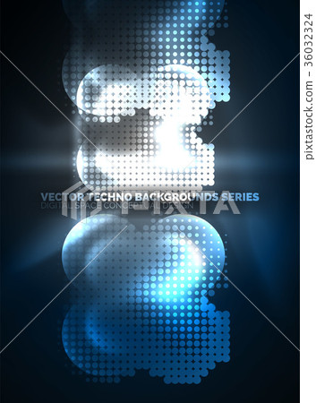 Shiny neon glowing circles, dot particles 36032324