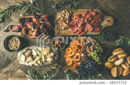 Flat-lay of holiday, party, family dinner table Flat-lay of holiday, party, family dinner table 36033732