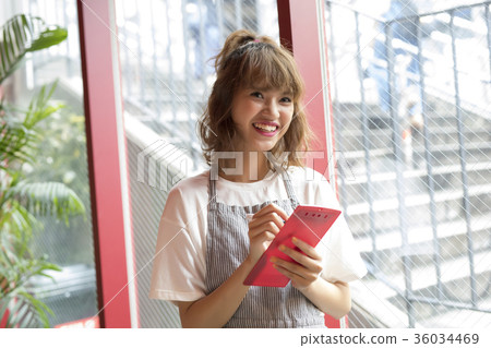 A woman working in a cafe 36034469