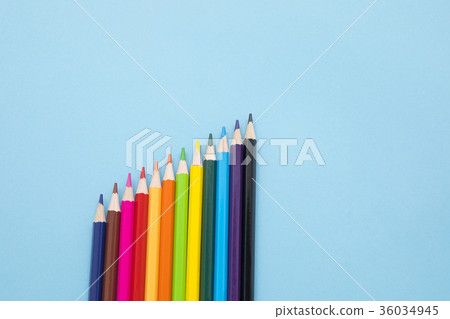 Colored pencils blue back Colored pencils blue back 36034945
