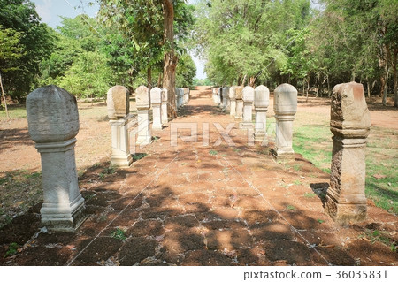 Red Laterite Brick Path in The Historical Park Red Laterite Brick Path in The Historical Park 36035831