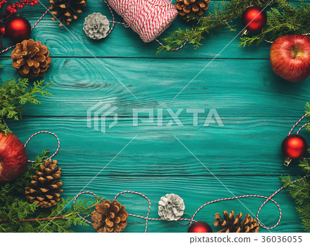 Christmas dark green frame background 36036055