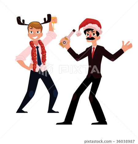 Two men, businessmen having fun, dancing at Two men, businessmen having fun, dancing at 36038987