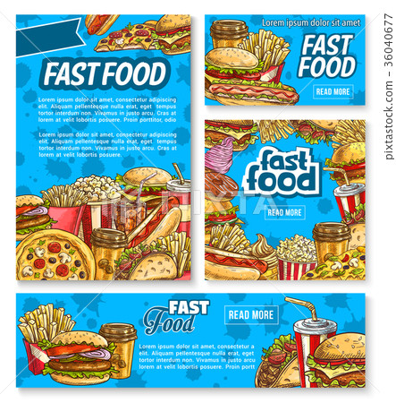 Fast food poster with fastfood meal and drink 36040677