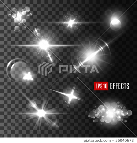 Light effect and flare set, transparent background 36040678
