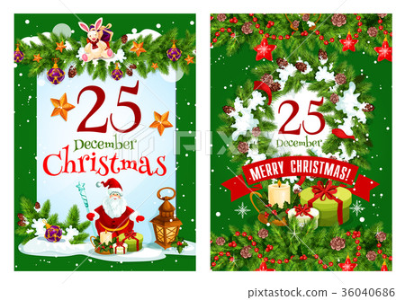 Merry Christmas vector Santa present greeting card Merry Christmas vector Santa present greeting card 36040686