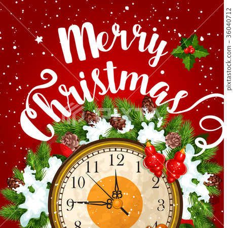 Christmas midnight clock card for New Year design 36040712