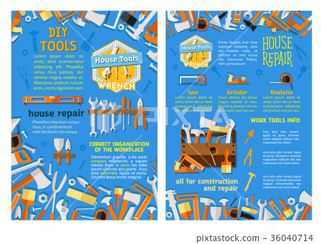 Work tool for home repair, construction poster set 36040714