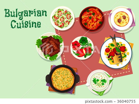 Bulgarian cuisine dinner menu icon for food design 36040755