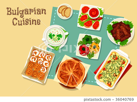 Bulgarian cuisine icon design with national food 36040769