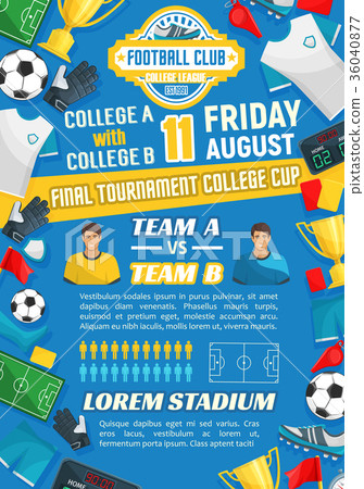Football match poster for soccer sport game design 36040877