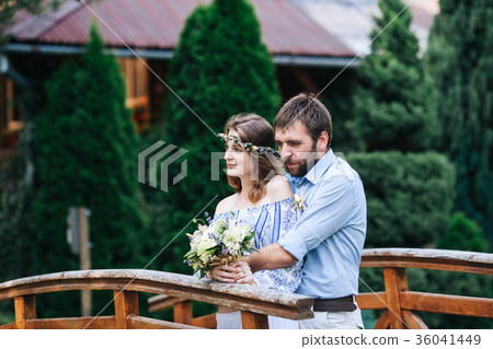 Eclectic rustic wedding couple 36041449