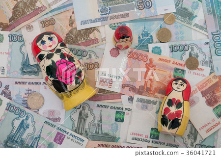 Russian Rubles (RU) currency banknote and coin Russian Rubles (RU) currency banknote and coin 36041721