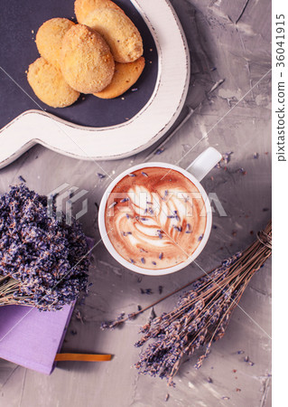 Cup of lavender cappuccino  36041915