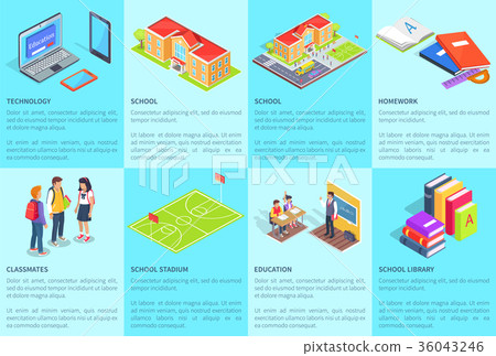Collection of Posters with Text Devoted to School 36043246