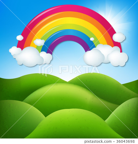 Fantastic Landscape With Rainbow Fantastic Landscape With Rainbow 36043698