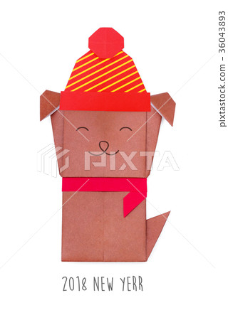 Origami dog on white background Origami dog on white background 36043893
